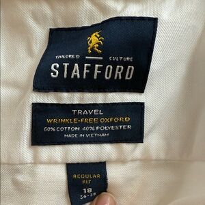 Stafford Cream Wrinkle-Free Oxford Shirt